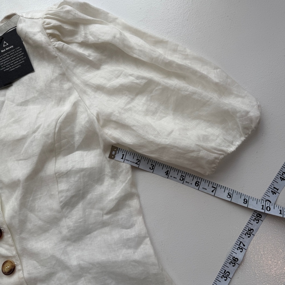 Reformation Tallulah White 100% Linen Button Up Front Top Large NWT - Picture 10 of 12